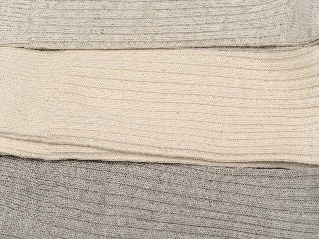 ROTOTO Organic Cotton Daily 3 Pack Ribbed Crew Socks Ecru/Grey 10 ROTOTO Organic Cotton Daily 3 Pack Ribbed Crew Socks Ecru/Grey