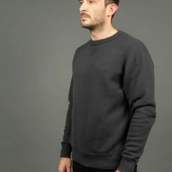 Loop & Weft Tompkins Knit V-Gusset Crewneck Sweatshirt Black