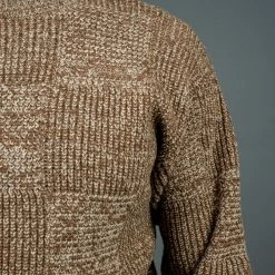 Loop & Weft Merino Super Lamb Switch Panel Crewneck Sweater Mix Brown