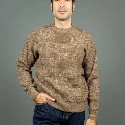 Loop & Weft Merino Super Lamb Switch Panel Crewneck Sweater Mix Brown