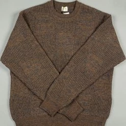 Loop & Weft Merino Super Lamb Switch Panel Crewneck Sweater Deep Clay Brown