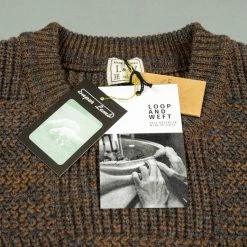 Loop & Weft Merino Super Lamb Switch Panel Crewneck Sweater Deep Clay Brown