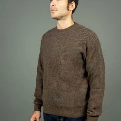 Loop & Weft Merino Super Lamb Switch Panel Crewneck Sweater Deep Clay Brown