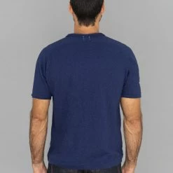 Loop & Weft Heather Slub Cotton Freedom Crewneck T-Shirt French Navy Blue