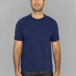 Loop & Weft Heather Slub Cotton Freedom Crewneck T-Shirt French Navy Blue