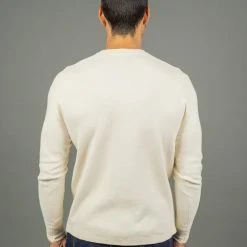 Loop & Weft Fine Aran Honeycomb Henley Neck Thermal Vintage Ivory