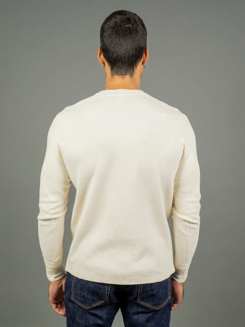 Loop & Weft Fine Aran Honeycomb Henley Neck Thermal Vintage Ivory 4 Loop & Weft Fine Aran Honeycomb Henley Neck Thermal Vintage Ivory