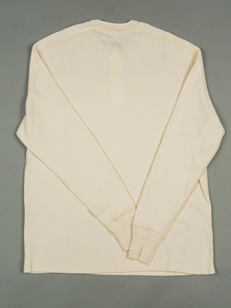 Loop & Weft Fine Aran Honeycomb Henley Neck Thermal Vintage Ivory 9 Loop & Weft Fine Aran Honeycomb Henley Neck Thermal Vintage Ivory