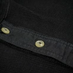 Loop & Weft Fine Aran Honeycomb Henley Neck Thermal Royal Black