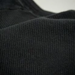 Loop & Weft Fine Aran Honeycomb Henley Neck Thermal Royal Black