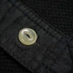 Loop & Weft Fine Aran Honeycomb Henley Neck Thermal Royal Black