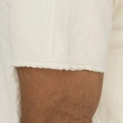 Loop & Weft Dual Layered Knit Raw Edge Pocket Crewneck T-Shirt Vintage Ivory NEW ARRIVALS