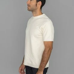 NEW ARRIVALS Loop & Weft Dual Layered Knit Raw Edge Crewneck T-Shirt Vintage Ivory