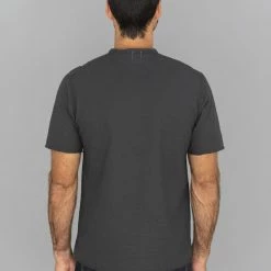Loop & Weft Dual Layered Knit Raw Edge Pocket Crewneck T-Shirt Antique Black NEW ARRIVALS