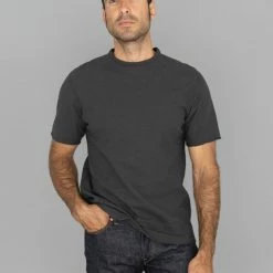 Loop & Weft Dual Layered Knit Raw Edge Crewneck T-Shirt Antique Black NEW ARRIVALS