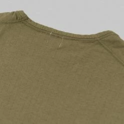 Loop & Weft Dual Layered Knit Raw Edge Pocket Crewneck T-Shirt Army Olive