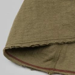 Loop & Weft Dual Layered Knit Raw Edge Pocket Crewneck T-Shirt Army Olive