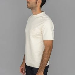 Loop & Weft Dual Layered Knit Raw Edge Pocket Crewneck T-Shirt Vintage Ivory NEW ARRIVALS