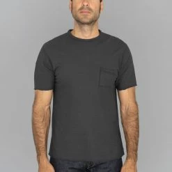 Loop & Weft Dual Layered Knit Raw Edge Pocket Crewneck T-Shirt Antique Black NEW ARRIVALS