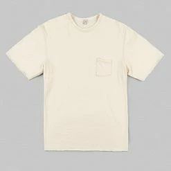 Loop & Weft Dual Layered Knit Raw Edge Pocket Crewneck T-Shirt Vintage Ivory NEW ARRIVALS