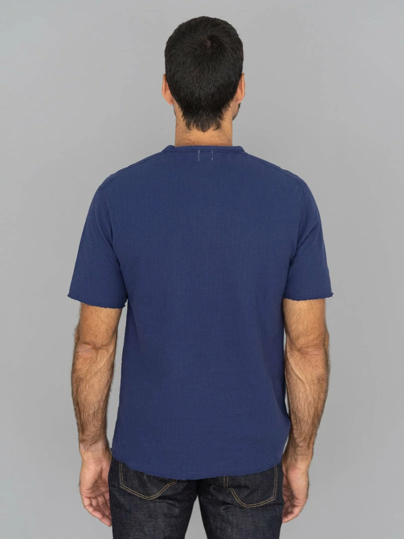Loop & Weft Dual Layered Knit Raw Edge Pocket Crewneck T-Shirt French Navy Blue 4 Loop & Weft Dual Layered Knit Raw Edge Pocket Crewneck T-Shirt French Navy Blue