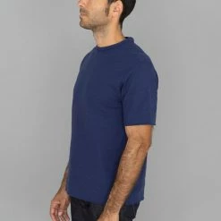 Loop & Weft Dual Layered Knit Raw Edge Crewneck T-Shirt French Navy Blue NEW ARRIVALS