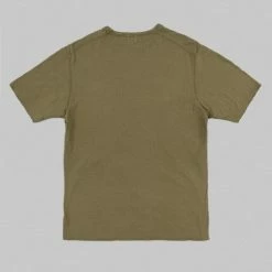 Loop & Weft Dual Layered Knit Raw Edge Pocket Crewneck T-Shirt Army Olive