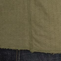 Loop & Weft Dual Layered Knit Raw Edge Pocket Crewneck T-Shirt Army Olive