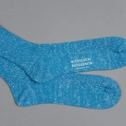 Nishiguchi Kutsushita Hemp Cotton Ribbed Socks Ocean Blue 13 Nishiguchi Kutsushita Hemp Cotton Ribbed Socks Ocean Blue