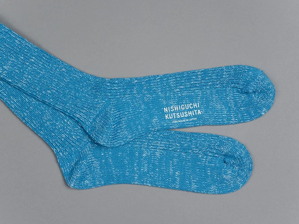 Nishiguchi Kutsushita Hemp Cotton Ribbed Socks Ocean Blue 7 Nishiguchi Kutsushita Hemp Cotton Ribbed Socks Ocean Blue
