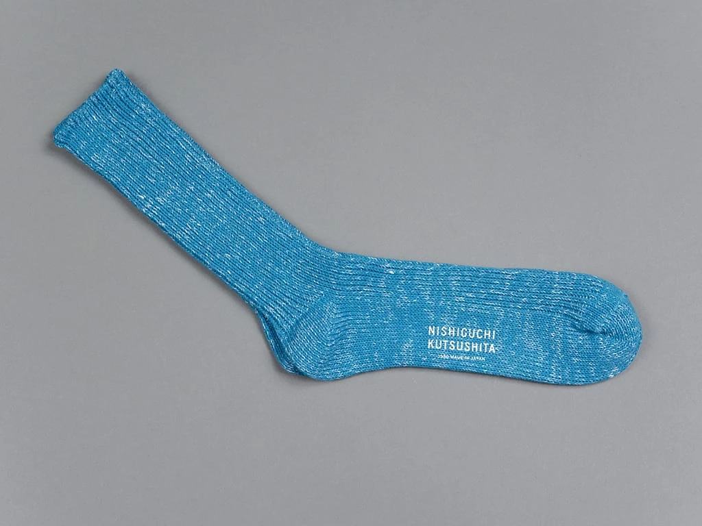 Nishiguchi Kutsushita Hemp Cotton Ribbed Socks Ocean Blue 5 Nishiguchi Kutsushita Hemp Cotton Ribbed Socks Ocean Blue