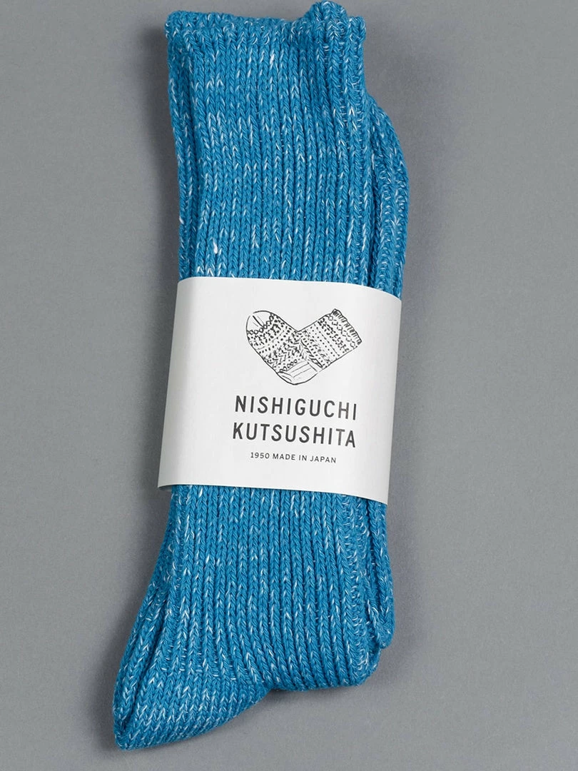Nishiguchi Kutsushita Hemp Cotton Ribbed Socks Ocean Blue 3 Nishiguchi Kutsushita Hemp Cotton Ribbed Socks Ocean Blue