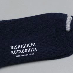 Nishiguchi Kutsushita Wool Ribbed Socks Navy