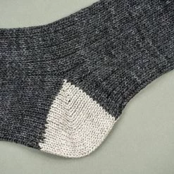 Nishiguchi Kutsushita Recycled Cotton Ribbed Socks Charcoal