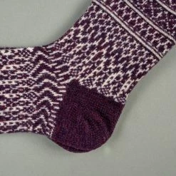 Nishiguchi Kutsushita Wool Jacquard Socks Good Purple