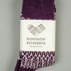 Nishiguchi Kutsushita Wool Jacquard Socks Good Purple