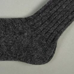 Nishiguchi Kutsushita Wool Ribbed Socks Charcoal