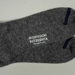 Nishiguchi Kutsushita Wool Ribbed Socks Charcoal