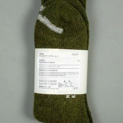 Nishiguchi Kutsushita Wool Ribbed Socks Khaki