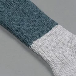 Nishiguchi Kutsushita Wool Cotton Slab Socks Jungle Green