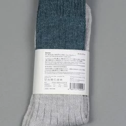 Nishiguchi Kutsushita Wool Cotton Slab Socks Jungle Green