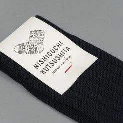 Nishiguchi Kutsushita Egyptian Cotton Ribbed Socks Black