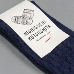 Nishiguchi Kutsushita Egyptian Cotton Ribbed Navy