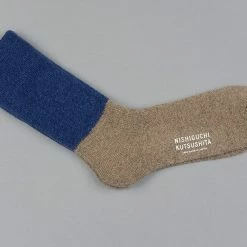 Nishiguchi Kutsushita Mohair Wool Pile Socks Navy