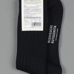 Nishiguchi Kutsushita Egyptian Cotton Ribbed Socks Black