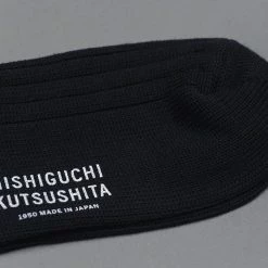 Nishiguchi Kutsushita Egyptian Cotton Ribbed Socks Black