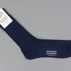 Nishiguchi Kutsushita Egyptian Cotton Ribbed Navy