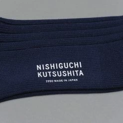 Nishiguchi Kutsushita Egyptian Cotton Ribbed Navy