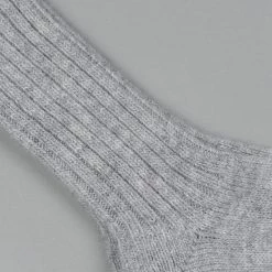 Nishiguchi Kutsushita Wool Ribbed Socks Light Grey