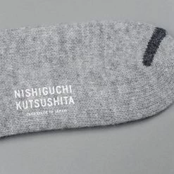 Nishiguchi Kutsushita Wool Ribbed Socks Light Grey